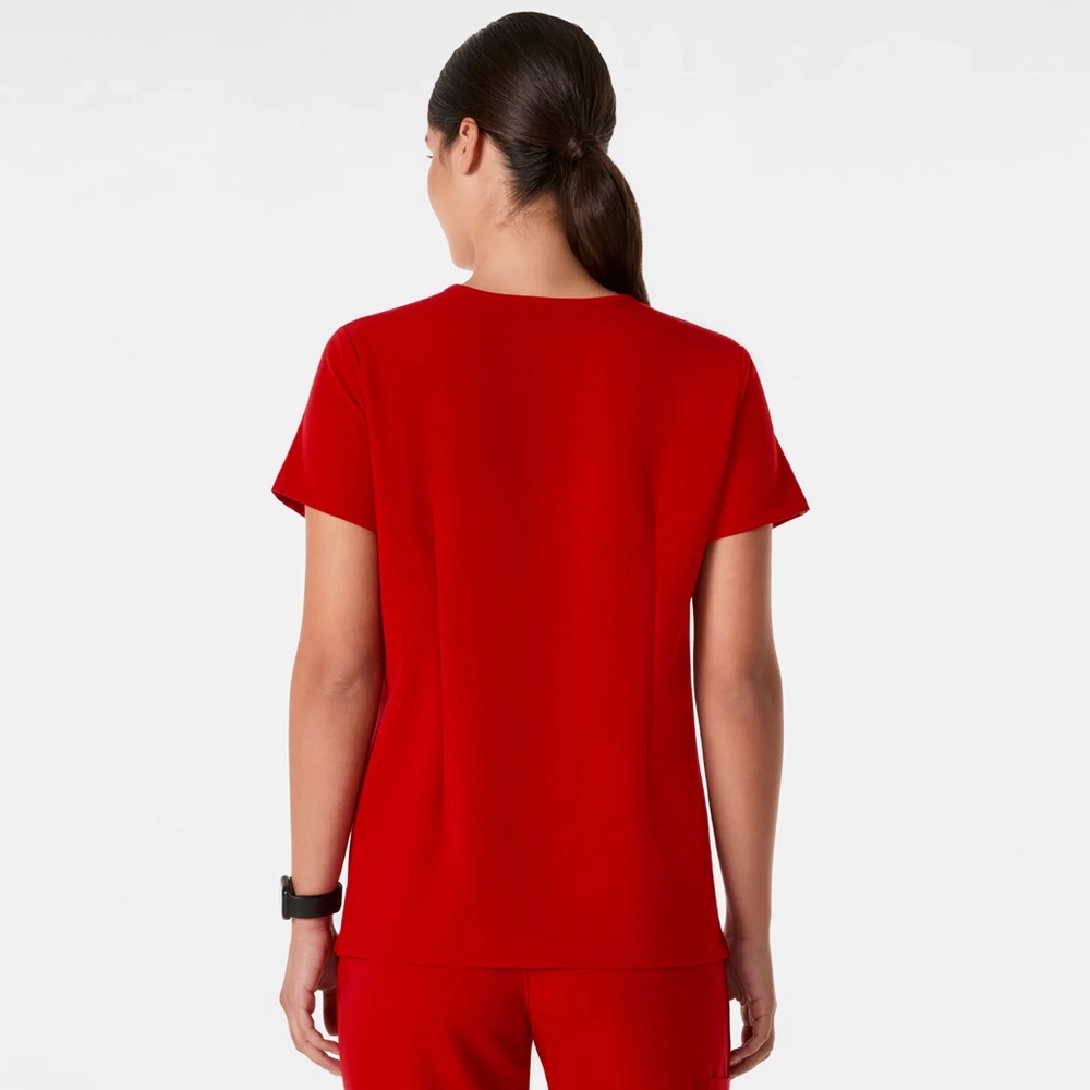 Casma Three-Pocket Scrub Top, red - Picture 3 of 10